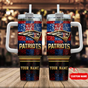 Custom Name Patriotic Tumbler - Personalized Sports Fan Gift with Handle & Straw