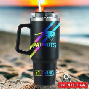 Custom Name Patriotic Travel Mug - Personalized Tumbler with Handle & Straw