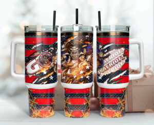 Patriotic Warrior Tumbler - Bold Red, White & Blue Design
