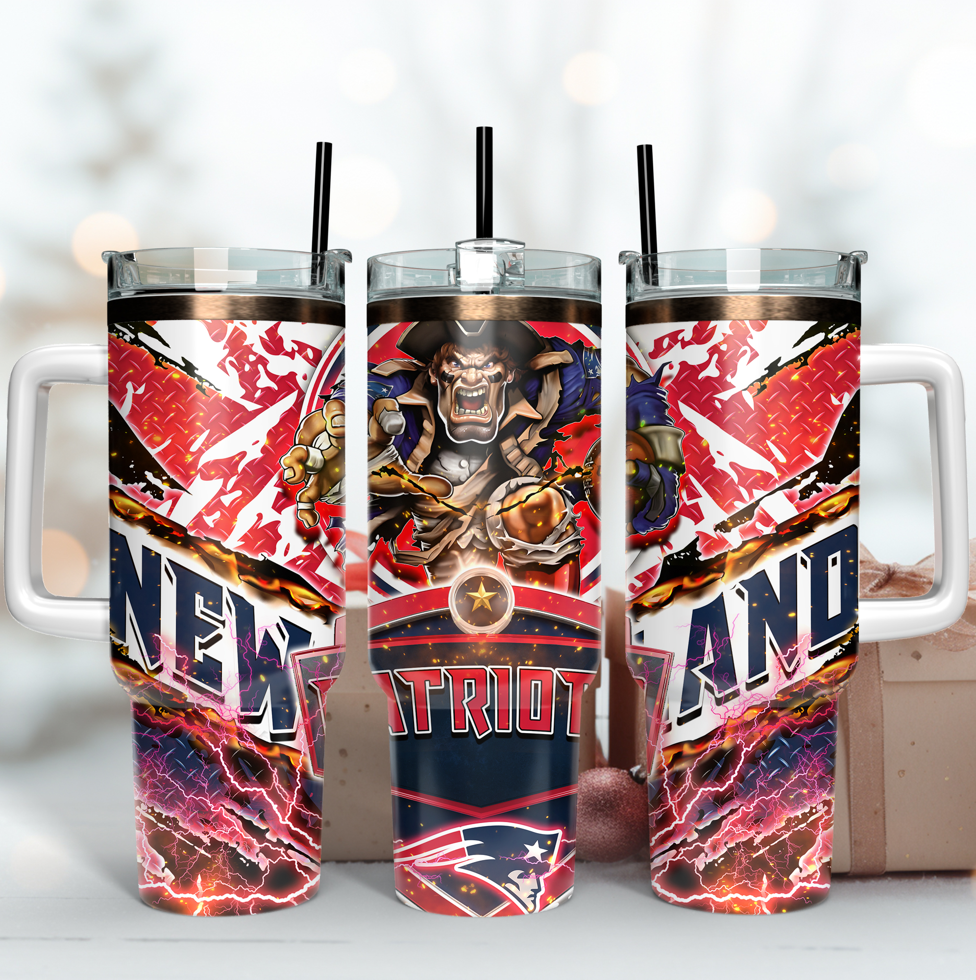 Patriotic Warrior Tumbler with Handle - Perfect Gift for Fans