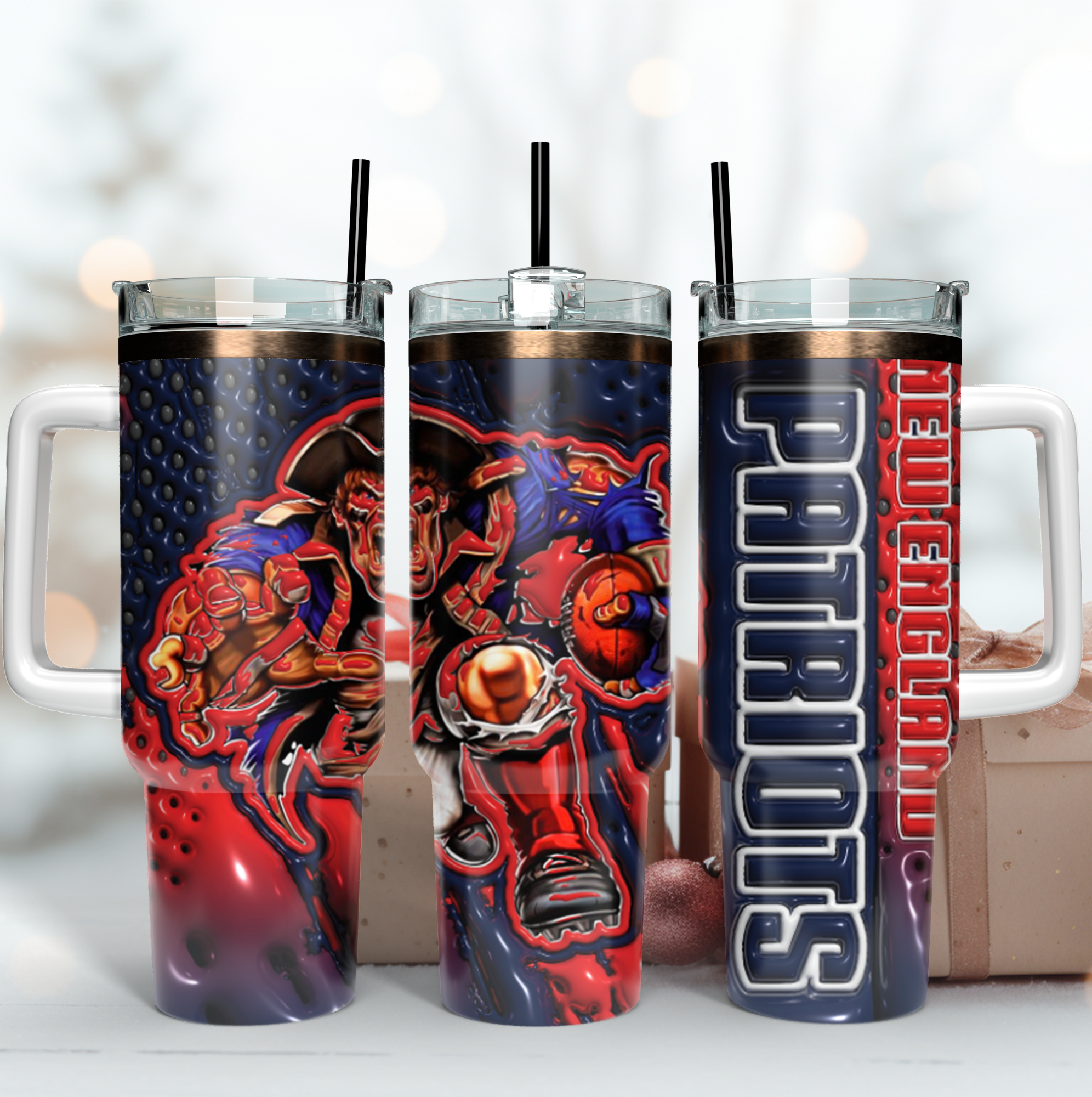 Vibrant New England Patriots Tumbler - Perfect for Fans & Collectors