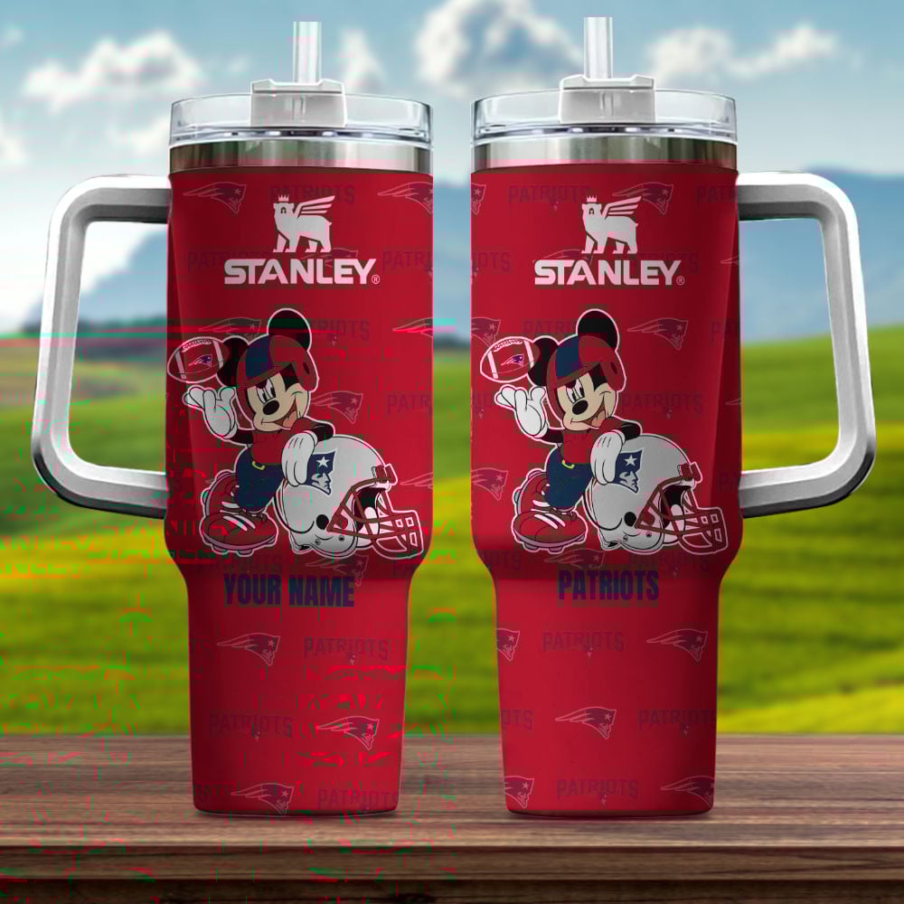 Personalized Stanley Tumbler with Mickey Football Design - Perfect for Patriots Fans