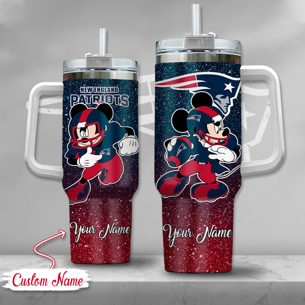 Personalized Cartoon Football Fan Tumbler with Handle - Custom Name Gift