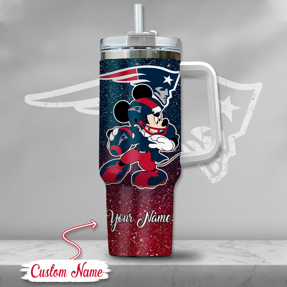 Personalized Cartoon Football Fan Tumbler with Handle - Custom Name Gift - Image 2