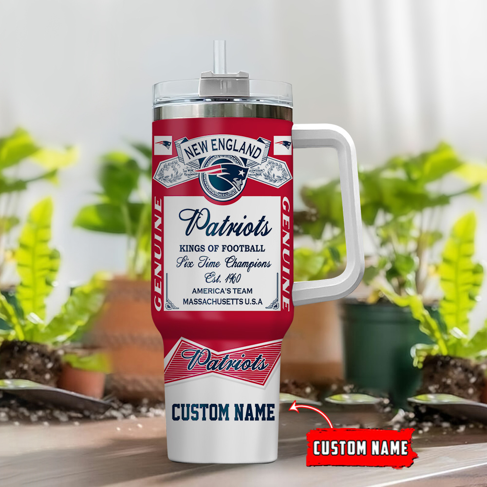 Custom Name New England Patriots Tumbler - Personalized Fan Gift - Image 2