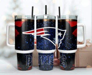 Patriots Fan Tumbler - Insulated Travel Mug with Handle & Straw
