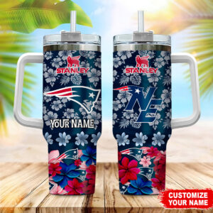Customizable Floral Team Logo Tumbler with Handle - Personalized Gift