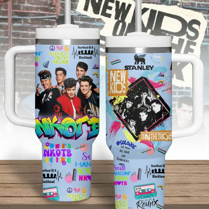 New Kids On The Block Music Custom Stanley Quencher 40oz Stainless Steel Tumbler With Handle - Threewoofs