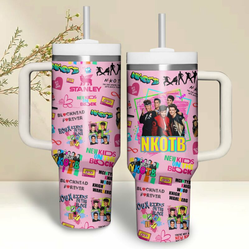 New Kids On The Block Music Custom Stanley Quencher 40oz Stainless Steel Tumbler With Handle - Threewoofs