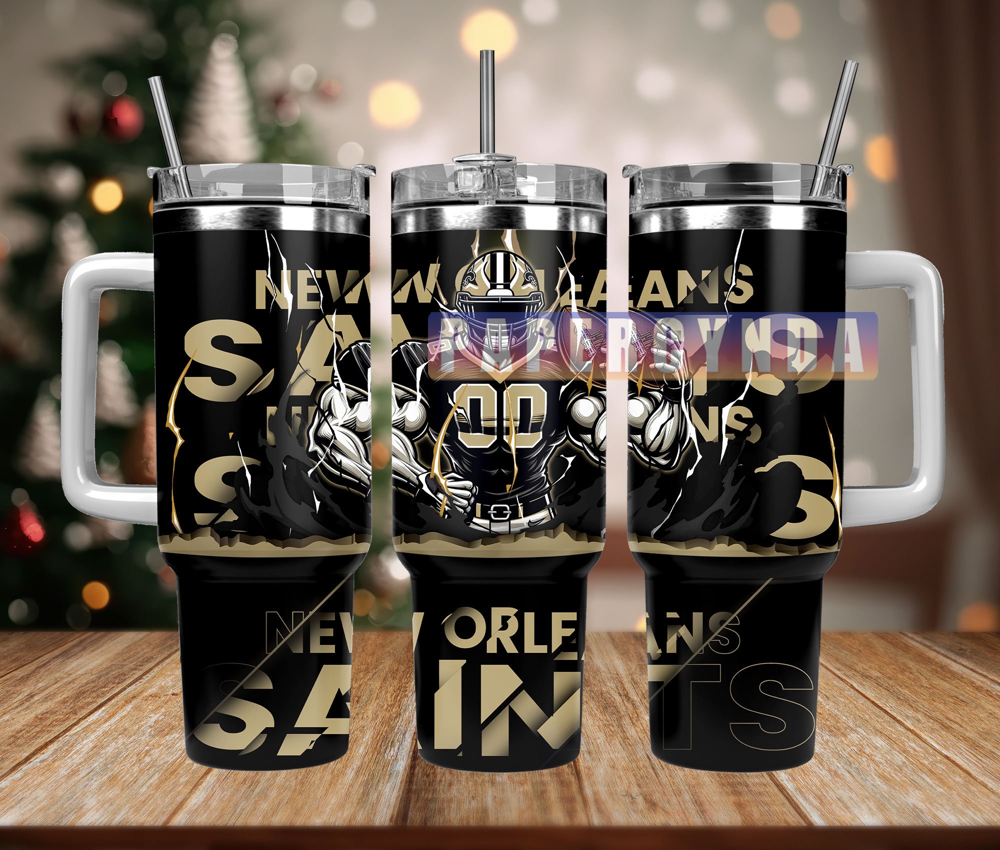 New Orleans Saints Tumbler – Stainless Steel, Insulated Travel Mug with Straw & Handle