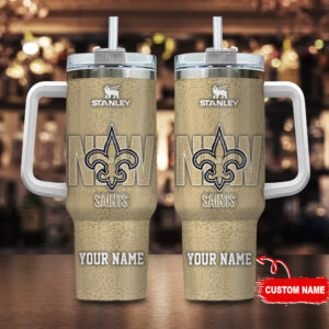 Custom Name New Orleans Saints Tumbler with Straw - Personalized Fan Gift