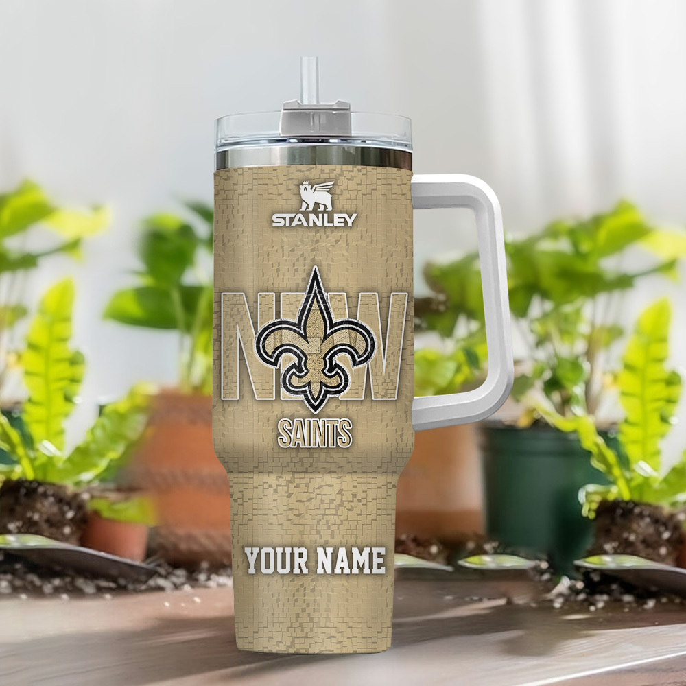 Custom Name New Orleans Saints Tumbler with Straw - Personalized Fan Gift - Image 2