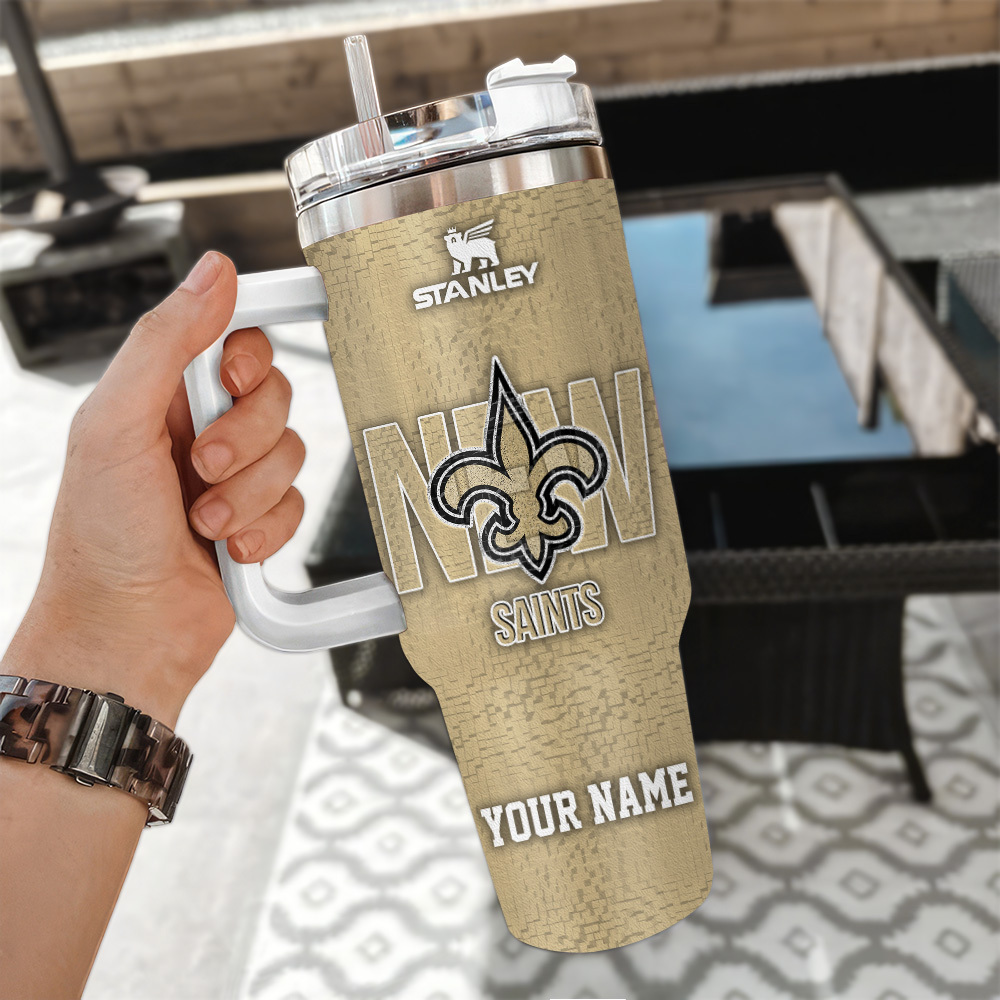Custom Name New Orleans Saints Tumbler with Straw - Personalized Fan Gift - Image 3
