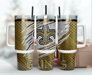 New Orleans Saints NFL Custom Stanley Quencher 40oz Stainless Steel Tumbler With Handle - Threewoofs