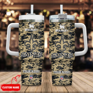 Custom NFL Camouflage Tumbler with Handle - Personalized Drinkware