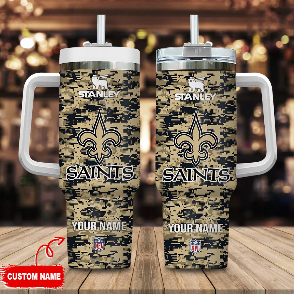 Custom NFL Camouflage Tumbler with Handle - Personalized Drinkware