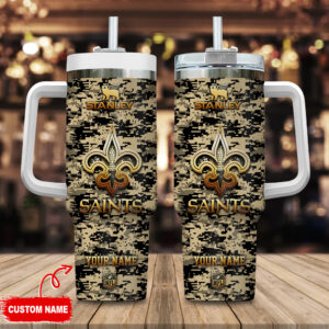 Custom Name NFL Team Camo Tumbler - Personalized Travel Mug Gift