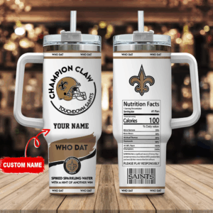 Custom Champion Claw Touchdown Saints Tumbler with Handle - Personalize Your Fan Gear