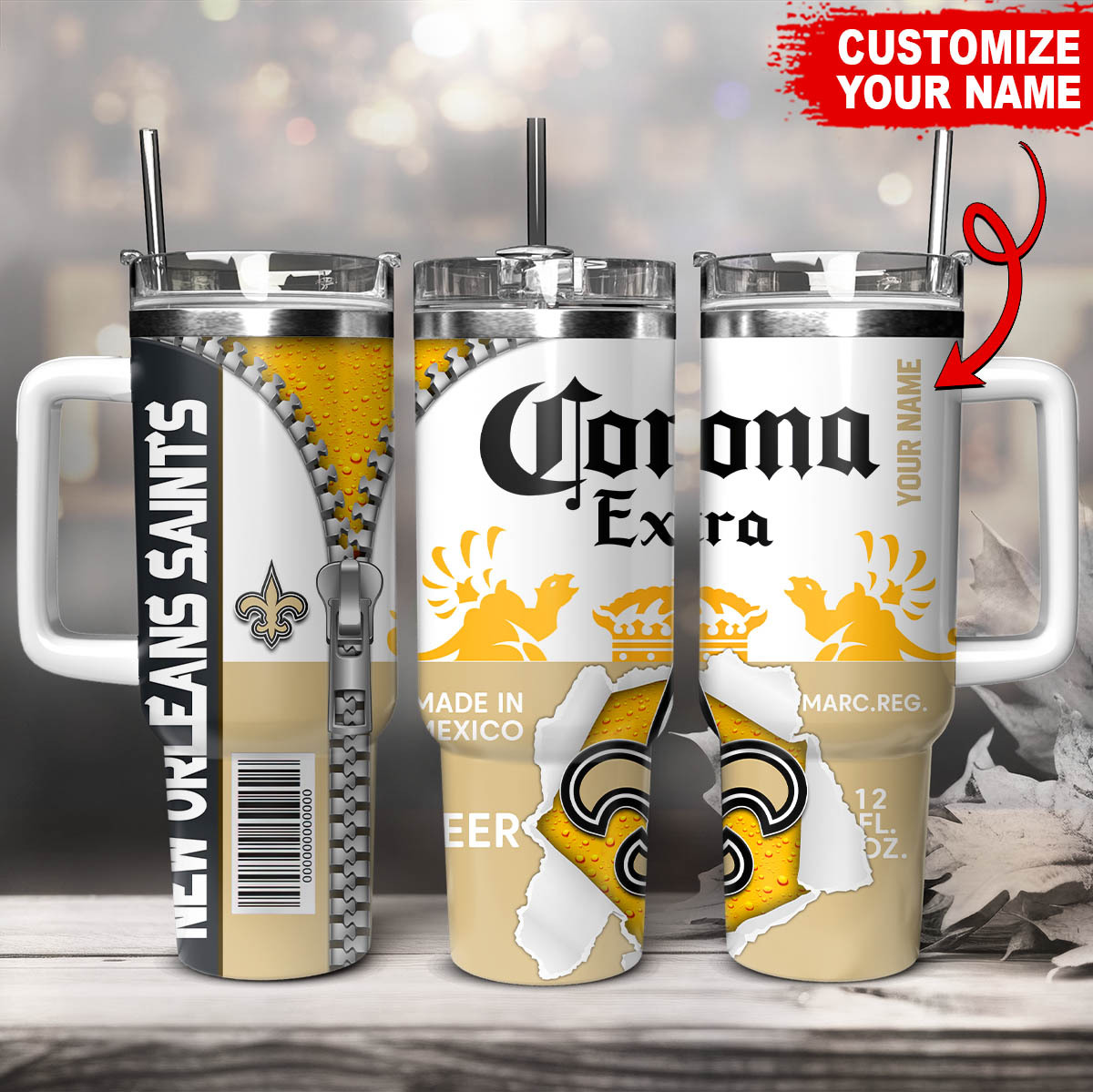 Custom Name New Orleans Saints Beer Mug - Personalized Gift for Fans