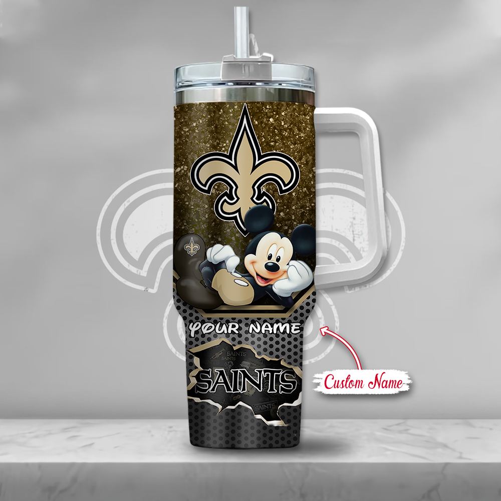 Personalized Saints Tumbler with Mickey Design - Custom Name - Image 2