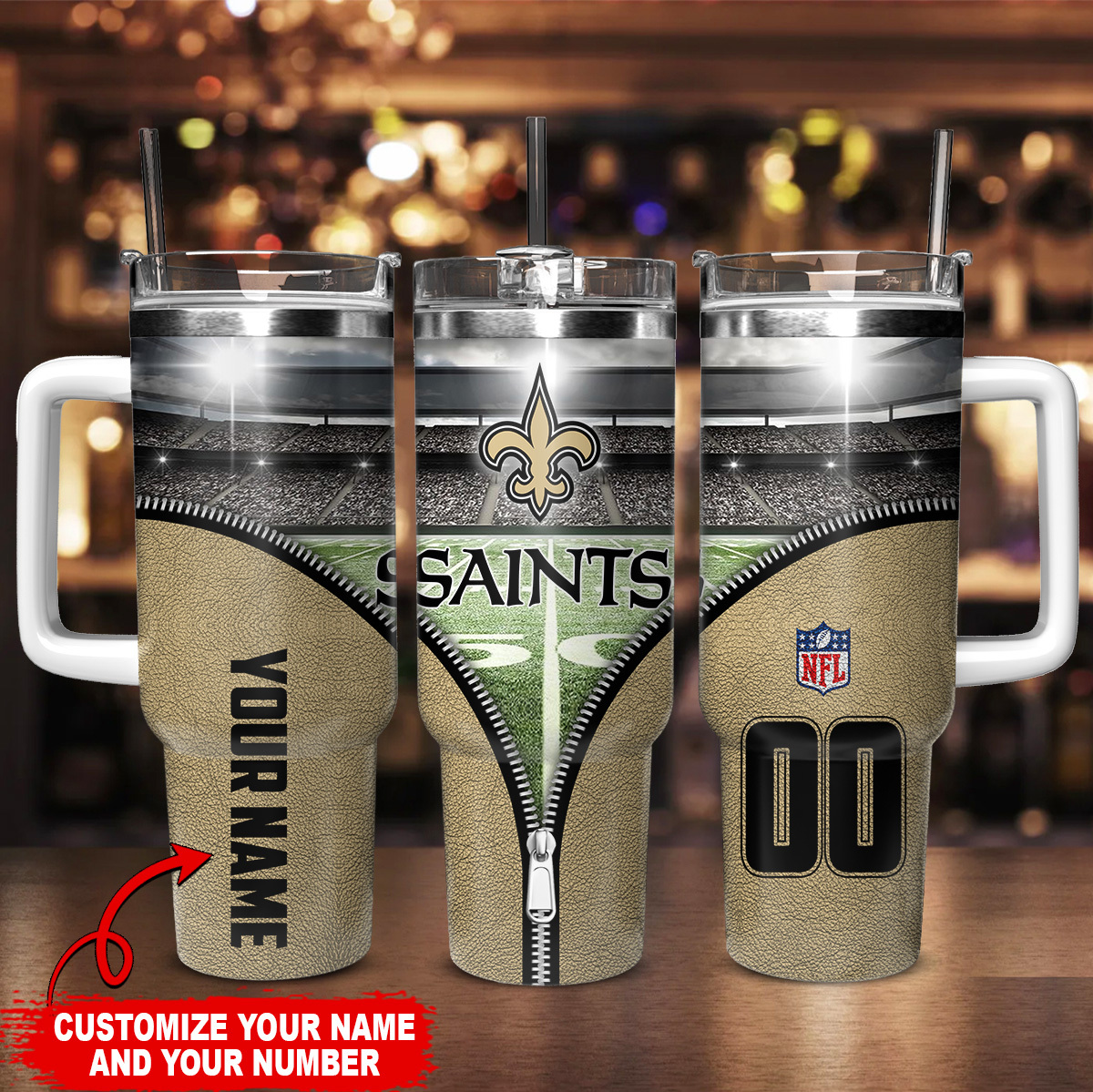 Personalized NFL Tumbler - Custom Name & Number Sports Fan Gift - Image 2