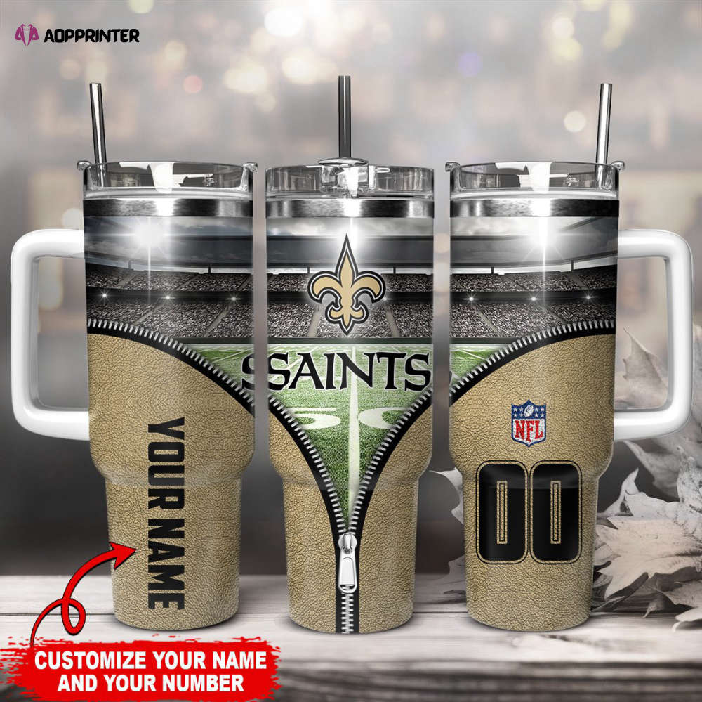 Customizable NFL Saints Tumbler – Personalized Name & Number