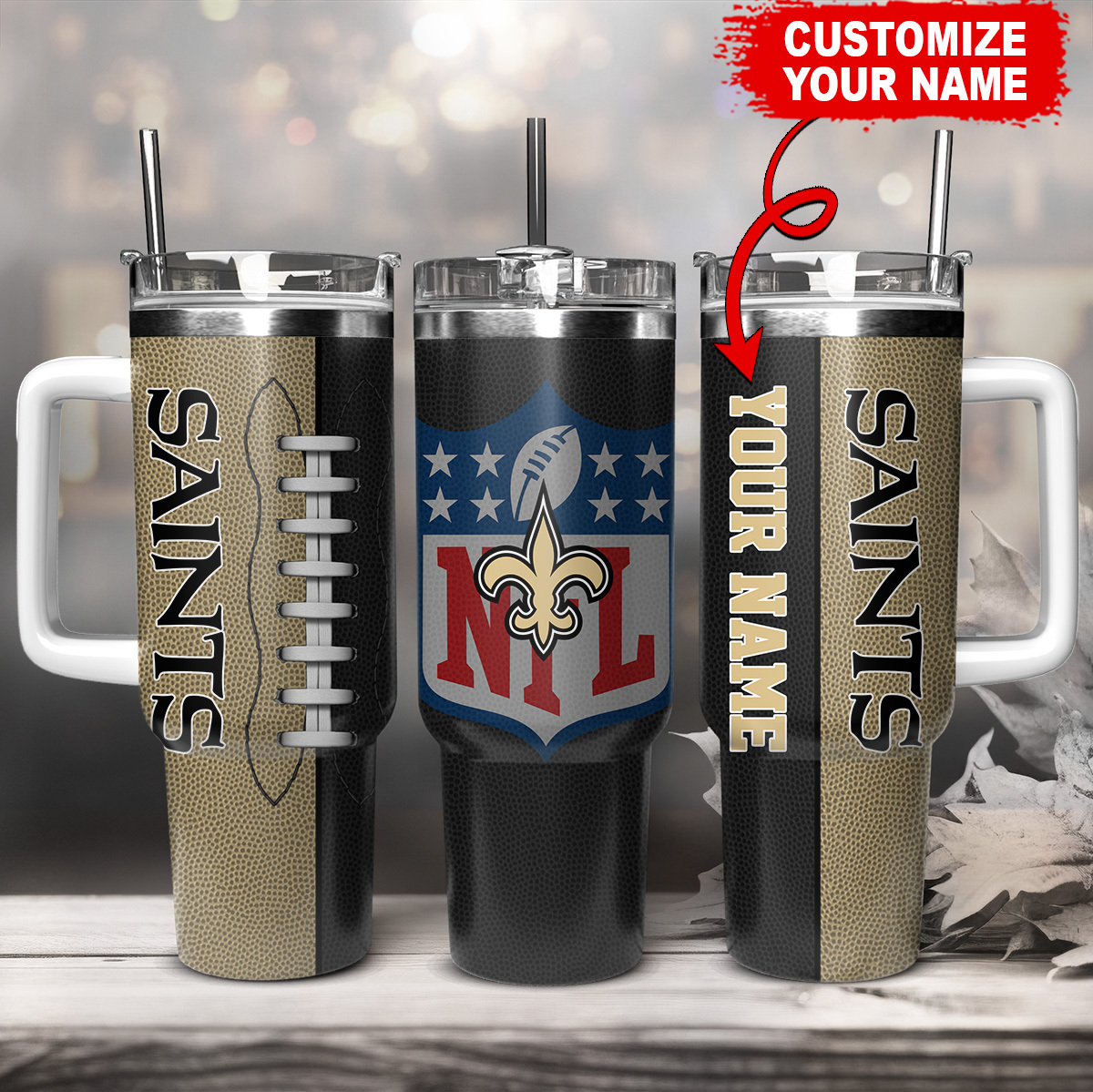 Customizable Saints Tumbler - Personalized NFL Football Fan Gift