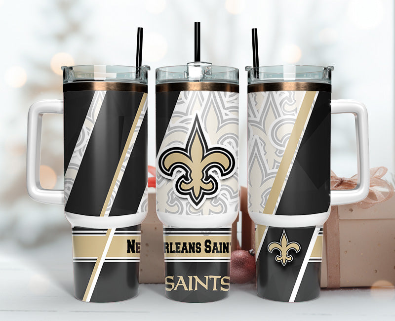 New Orleans Saints Insulated Travel Mug with Handle - Perfect for Game Day and Everyday Use