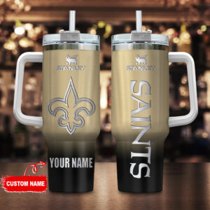 Custom Name Saints Tumbler with Handle - Personalized Stainless Steel Travel Mug