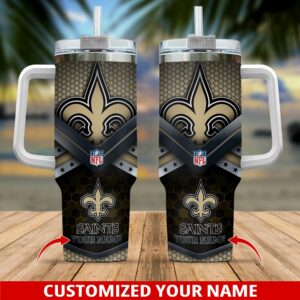Custom NFL Saints Tumbler with Handle - Personalized Name & Logo
