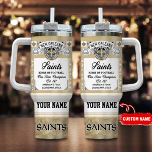 Custom New Orleans Saints Tumbler with Handle - Personalized Fan Gift