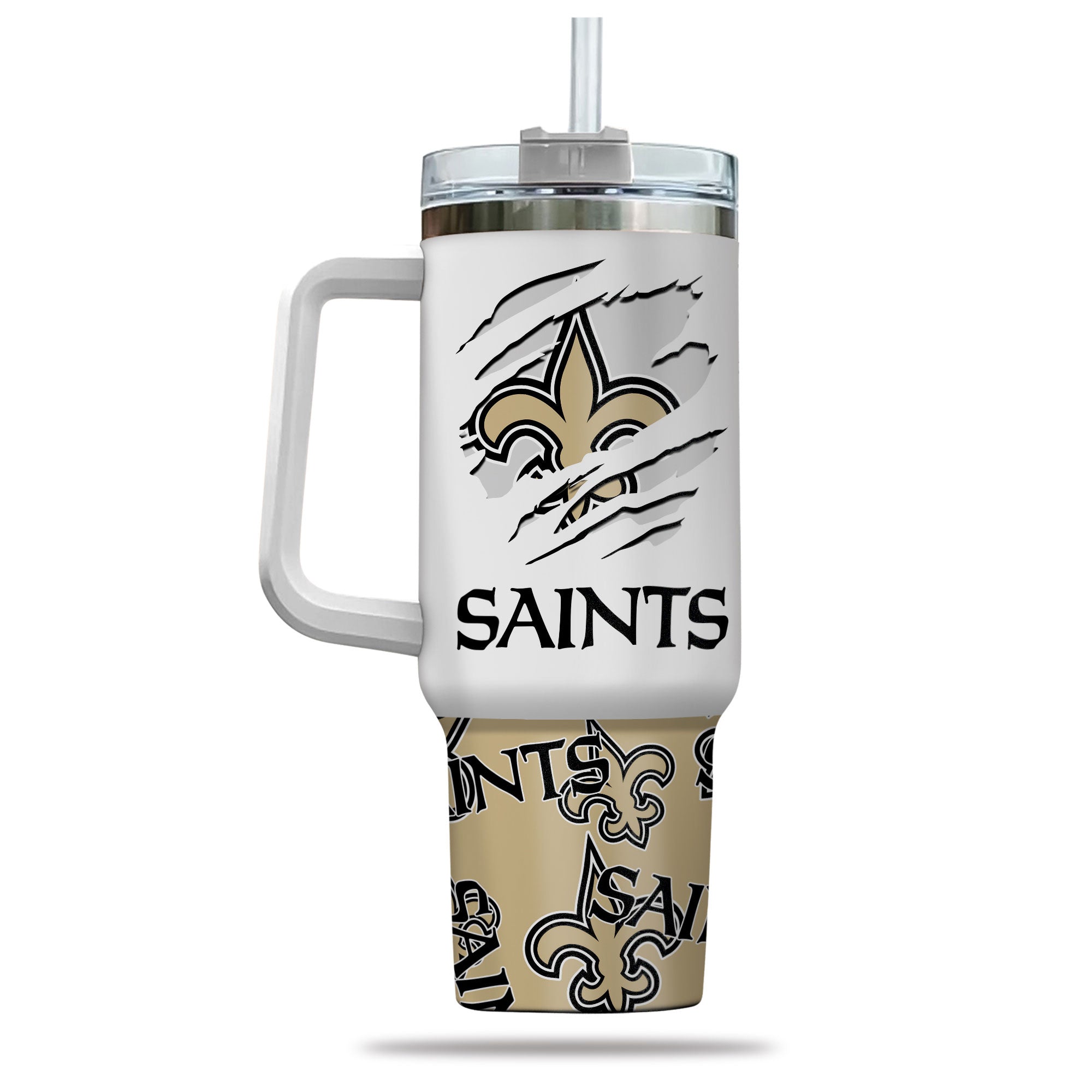 Saints Insulated Travel Mug with Handle - 40oz Tumbler with Straw for Fans - Image 3
