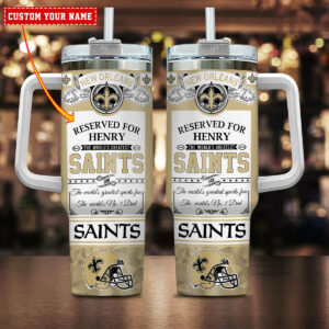 Custom New Orleans Saints Tumbler with Handle - Personalized Gift for Fans