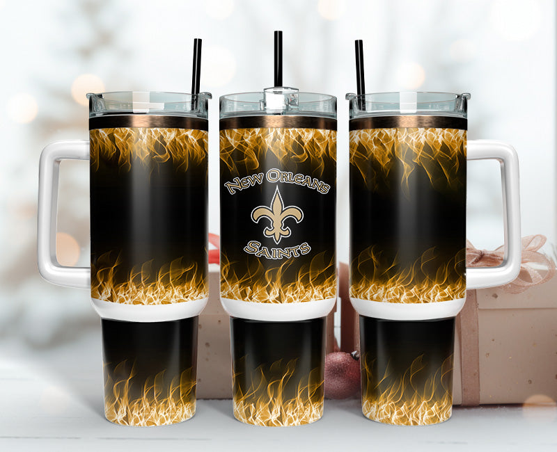 New Orleans Saints Flame Tumbler - Insulated Drinkware for Fans