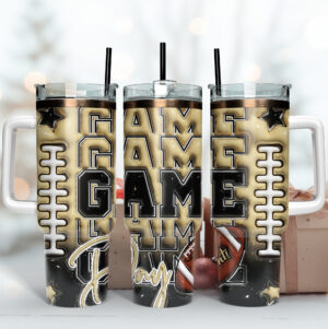 Game Day Football Tumbler - Insulated Sports Fan Mug with Straw