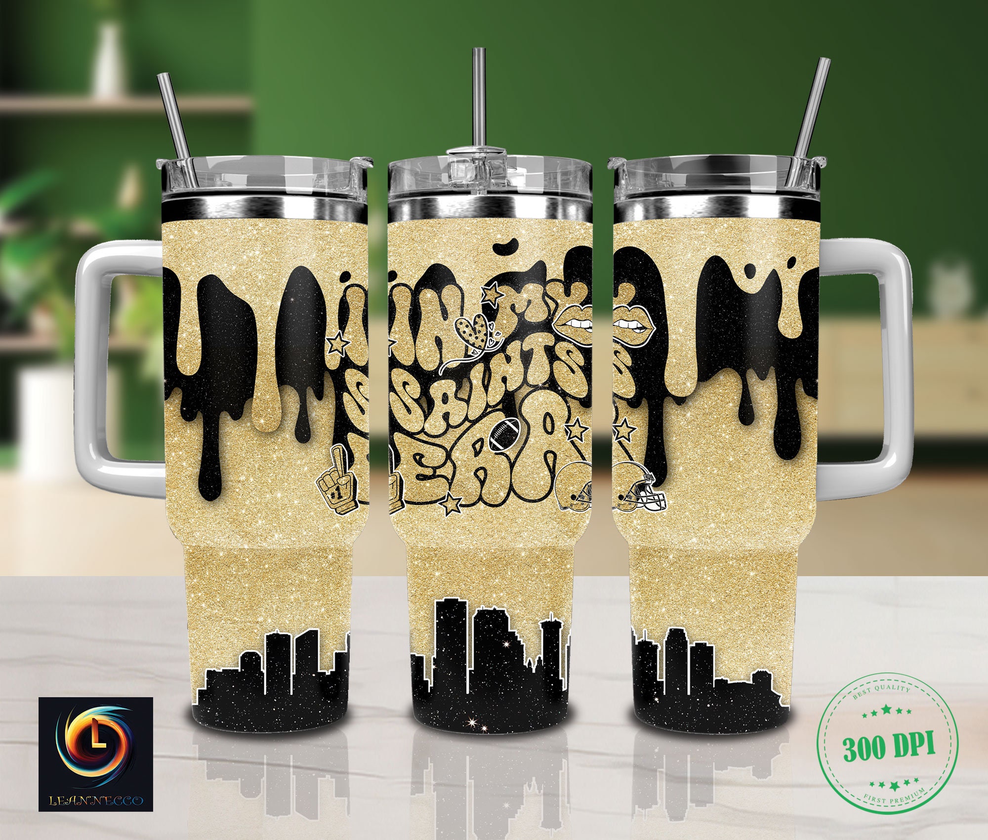 Gold Glitter Tumbler with Handle & Straw - Perfect for Stylish Hydration