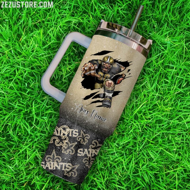 Customizable Saints Fan Tumbler with Handle & Straw - Perfect Gift for Football Enthusiasts - Image 3