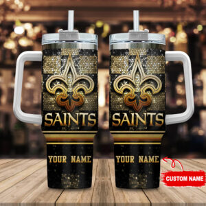 Custom Name Saints Tumbler - Personalized Insulated Drinkware with Straw
