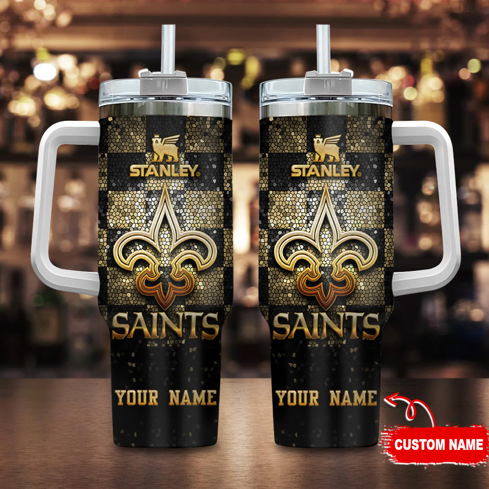 Customizable Saints Tumbler with Handle - Personalized Football Fan Gift