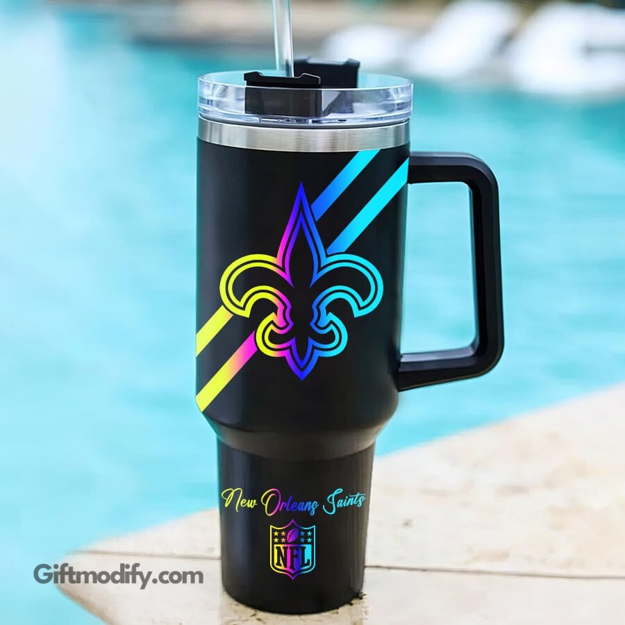 Personalized Stainless Steel Tumbler with Custom Name & Vibrant Fleur-de-Lis Design - Image 2
