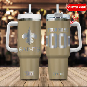 Customizable Saints Tumbler with Handle - Personalized YETI Mug