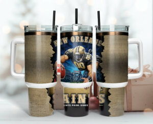 New Orleans Football Tumbler Mug - Insulated Stainless Steel with Handle