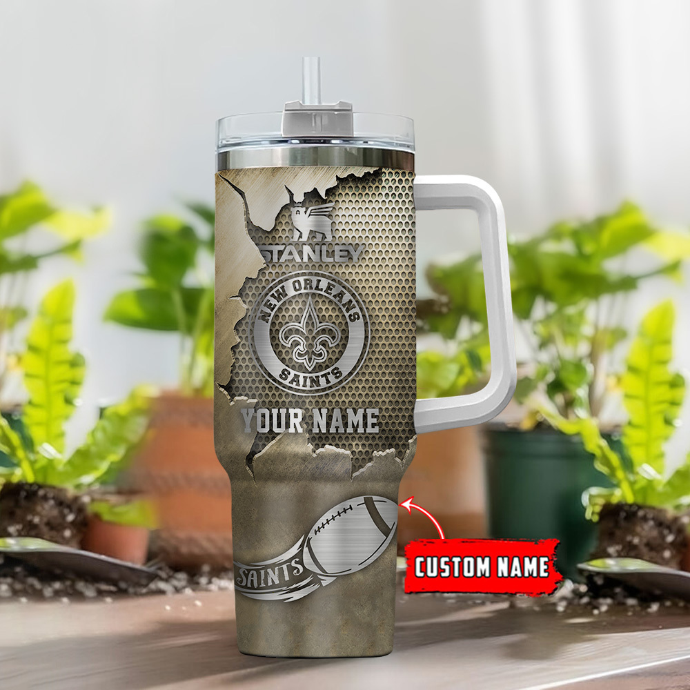 Custom New Orleans Saints Insulated Tumbler with Straw - Personalized Gift - Image 2