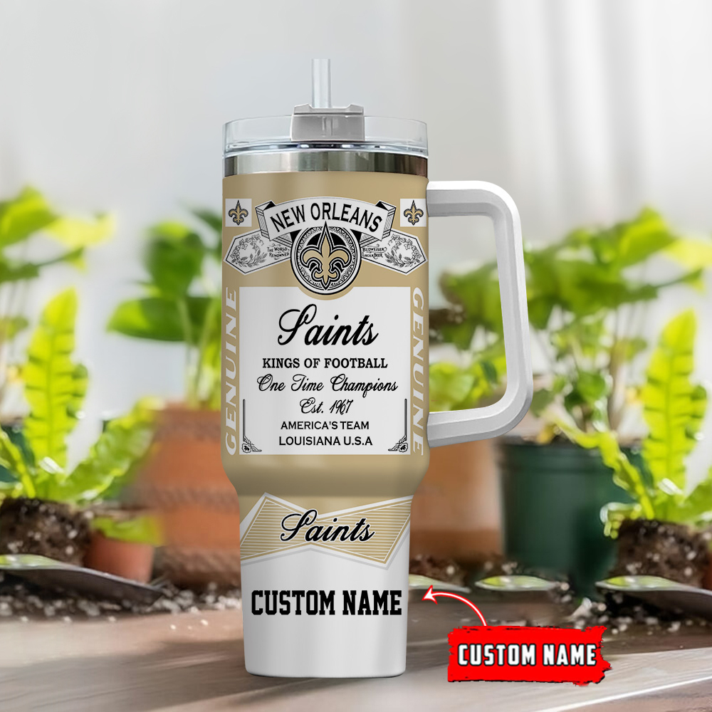 Custom Name New Orleans Saints Tumbler - Personalized Football Fan Gift - Image 2