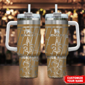Personalized Football Fan Tumbler with Handle - Custom Name & Team Design