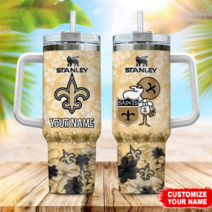 Customizable Stanley Floral Tumbler - Insulated Travel Mug with Saints Design