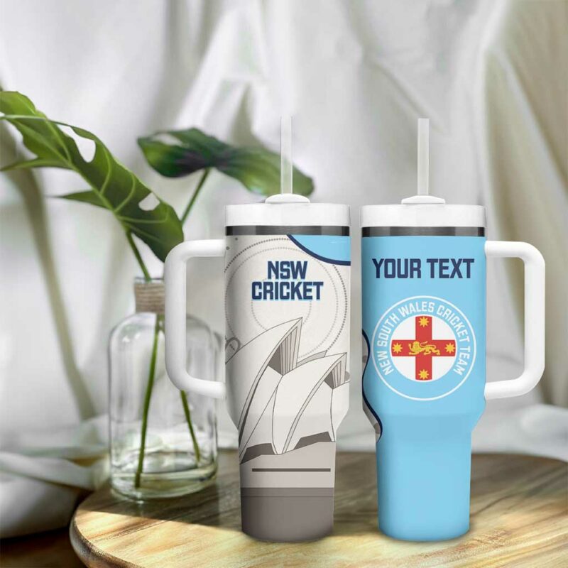 New South Wales Cricket Go NSW ‚Äì Aboriginal Art Custom Stanley Quencher 40oz Stainless Steel Tumbler With Handle - Threewoofs - Image 9