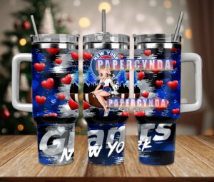 Stylish New York Giants Tumbler with Anime Art & Heart Design - Perfect Gift