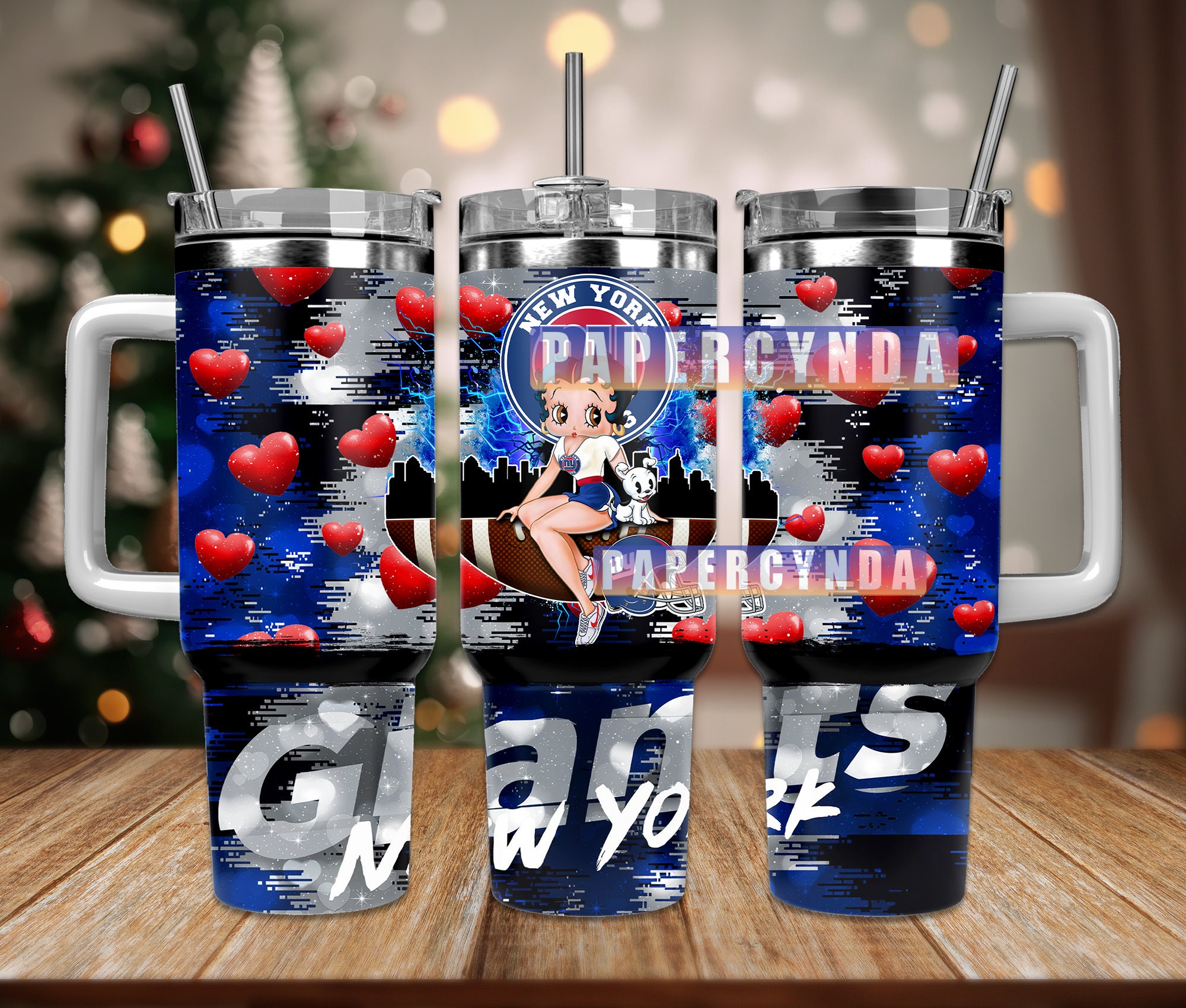 Stylish New York Giants Tumbler with Anime Art & Heart Design - Perfect Gift