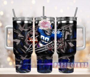 Customizable Football Fan Tumbler with Handle - 40oz Stainless Steel Travel Mug